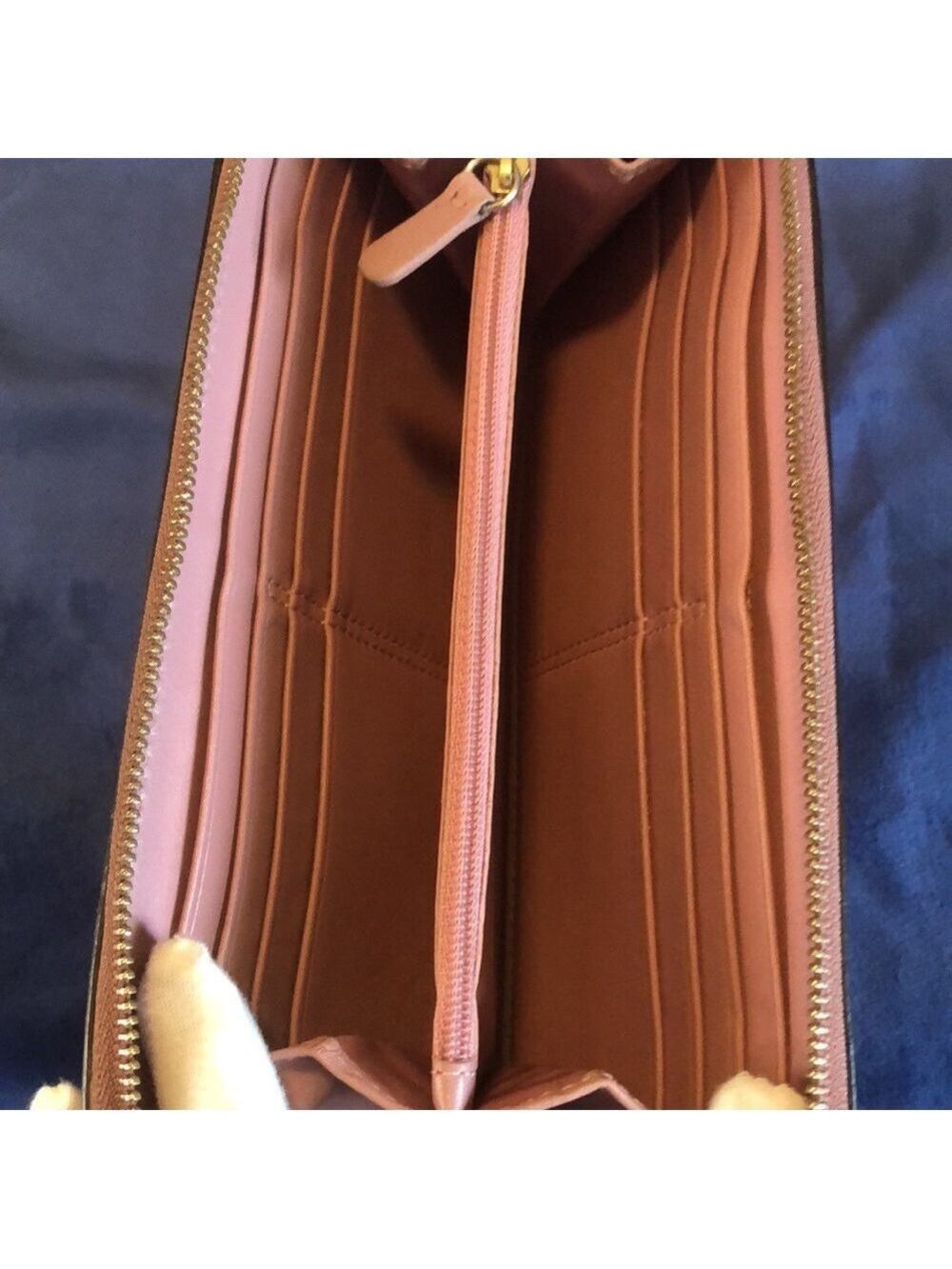 Coach Double Zip Around Wallet Wristlet, Mauve - Picture 9 of 14